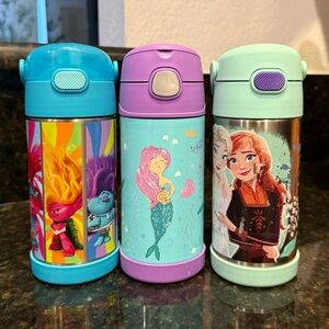 Thermos Lot of 12 oz. Funtainer Vacuum-Insulated Stainless Steel Flip Top Cups